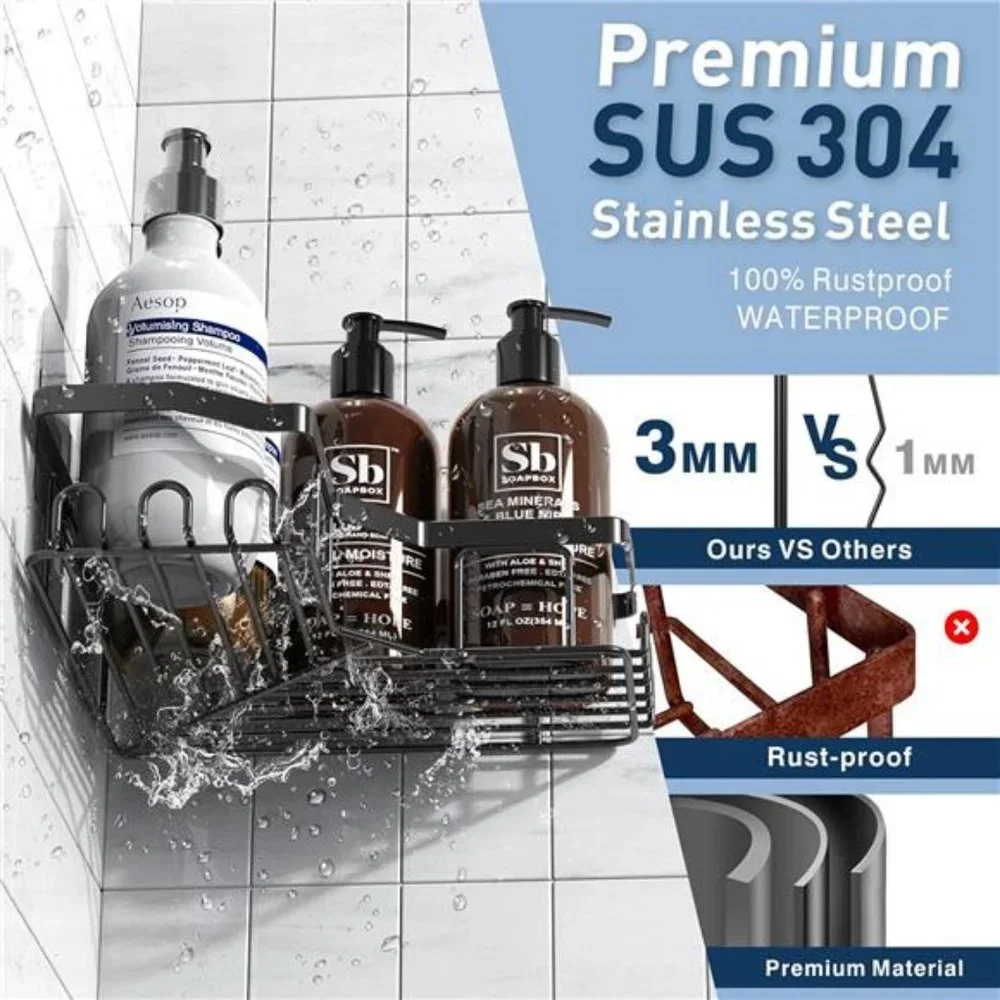 Corner Shower Caddy 3 Pack,Adhesive Shower Organizer for Bathroom Storage